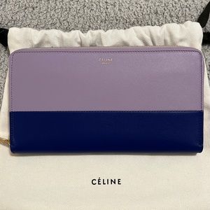 Celine Large Continental Wallet Purple Colorblock NEW